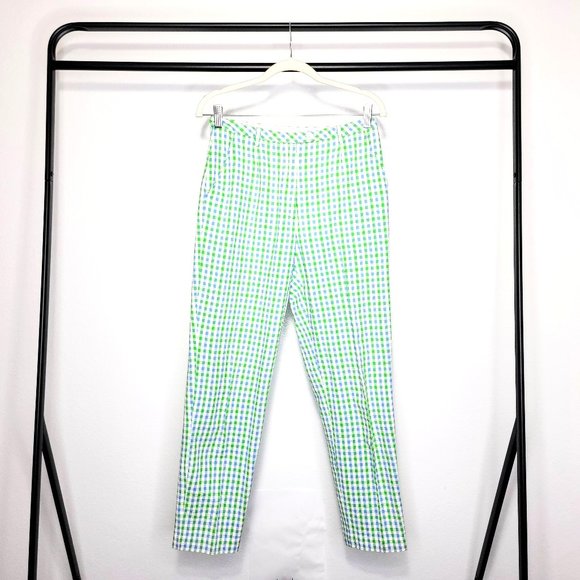 Tommy Hilfiger Pants - Tommy Hilfiger Vintage Green Blue White Checker Seersucker Taper Pants Size 8
